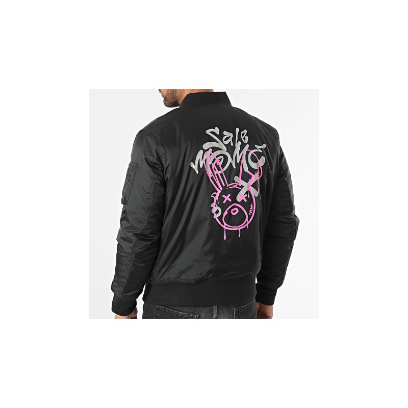 Sale Môme Veste Bomber Lapin Graffiti Head Noir Reflex Rose Fluo