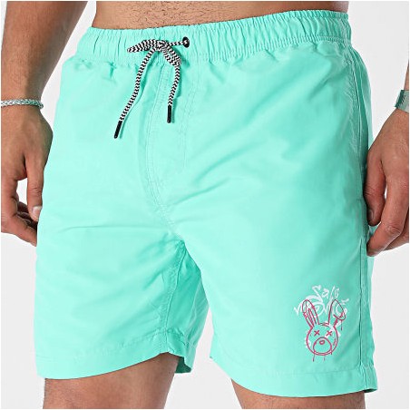 Sale Mome Short de Bain Lapin Graffiti Head Vert Pastel