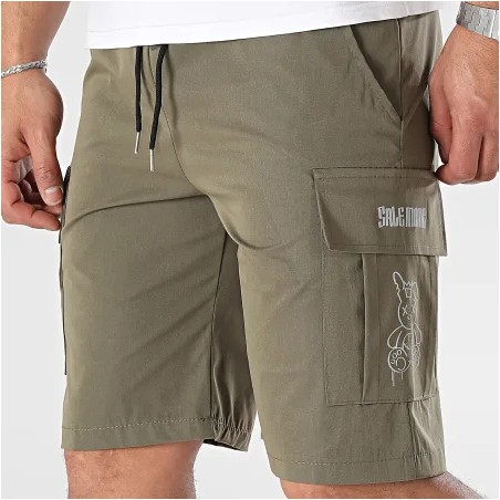 Sale Môme Short Cargo Lapin King Vert Kaki Gris