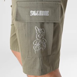 Sale Môme Short Cargo Lapin King Vert Kaki Gris