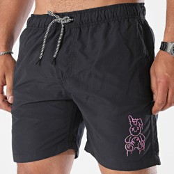 Sale Môme Short Cargo Lapin Noir Rose Fluo