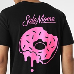 Sale Môme Tee Shirt Donut Noir Rose Fluo