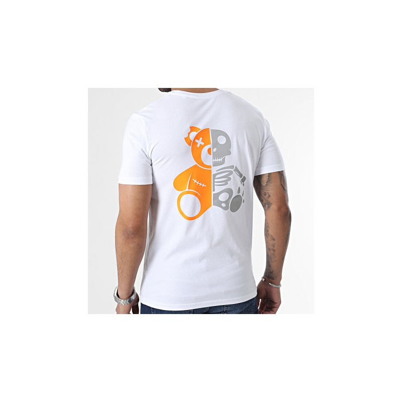 Sale Môme Tee Shirt Skeleton Blanc Orange Réfléchissant