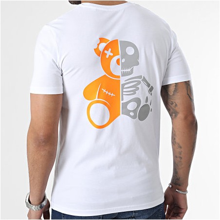 Sale Môme Tee Shirt Skeleton Blanc Orange Réfléchissant