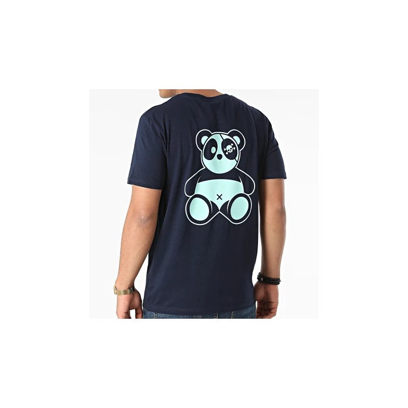 Sale Môme Tee Shirt Panda Bleu Marine Vert Menthe