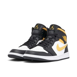 NIKE AIR JORDAN 1 MID BLACK UNIVERSITY GOLD