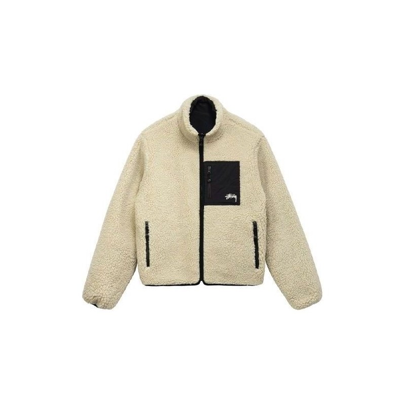 STUSSY 8 BALL SHERPA REVERSIBLE VESTE BEIGE