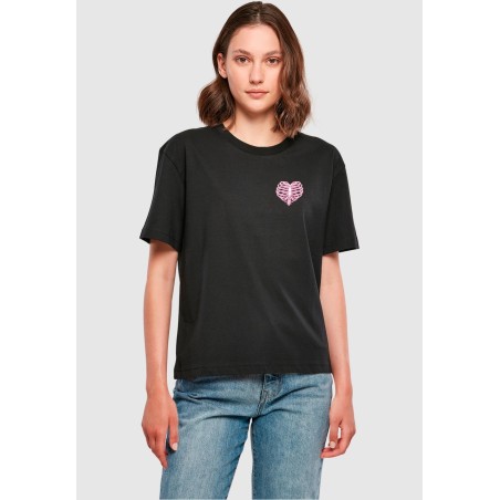 MISTER TEE TEE SHIRT NOIR HEART CAGE ROSE