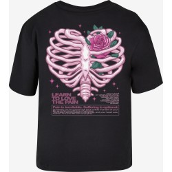 MISTER TEE TEE SHIRT NOIR HEART CAGE ROSE