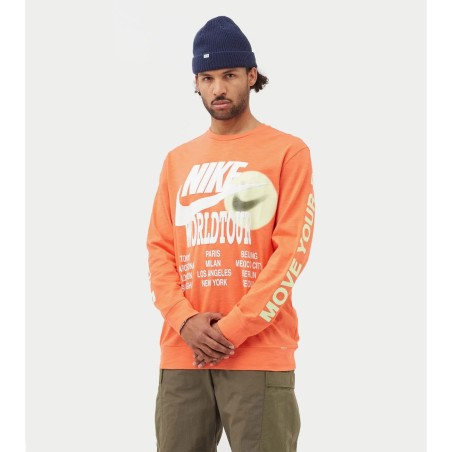 NIKE TEE SHIRT MANCHE LONGUE ORANGE WOLRD TOUR