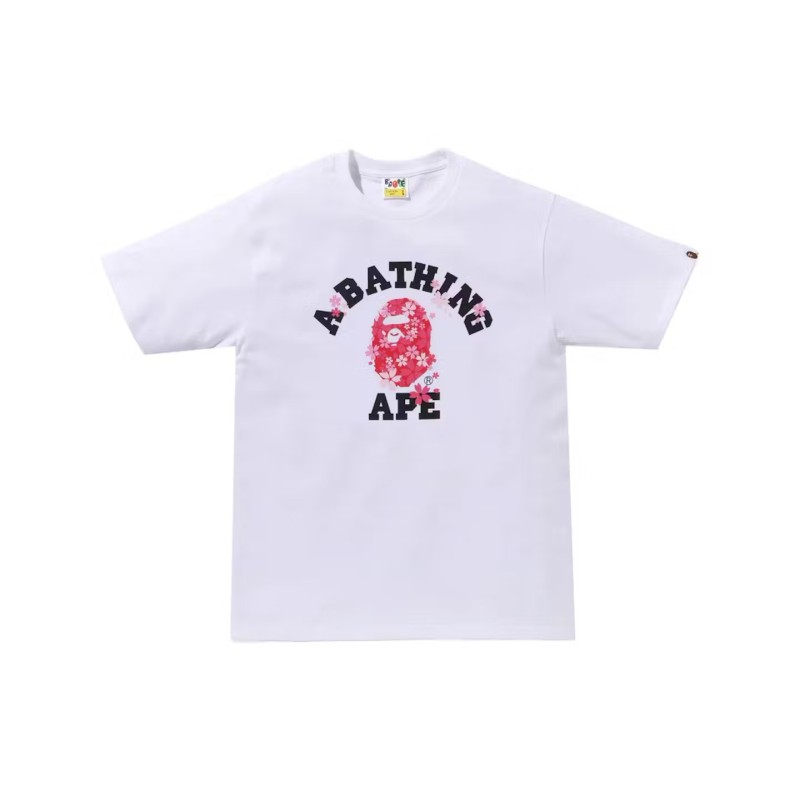 A BATHING APE TEE SHIRT BLANC SUKURA COLLÈGE