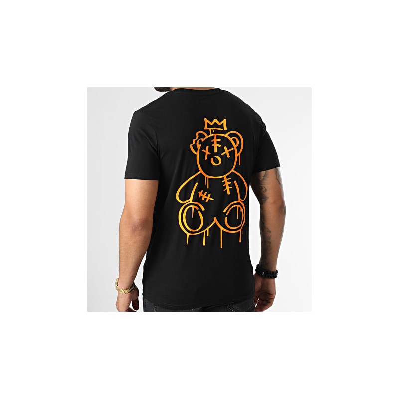 SALE MÔME TEE SHIRT NOUNOURS KING NOIR ORANGE  FLUO