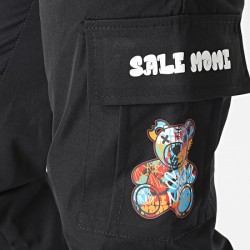 SALE MÔME PANTALON CARGO NOUNOURS GRAFFITI NOIR