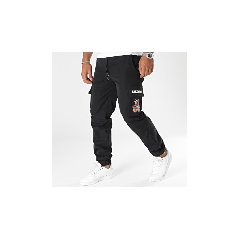 SALE MÔME PANTALON CARGO NOUNOURS GRAFFITI NOIR