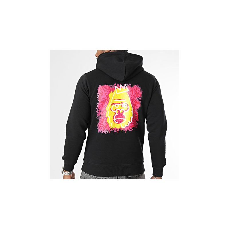 SALE MOME SWEAT CAPUCHE GORILLE BIG GRAFF NOIR