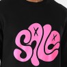 SALE MOME SWEAT CREWNECK LAPIN RECTO VERSO NOIR ROSE FLUO