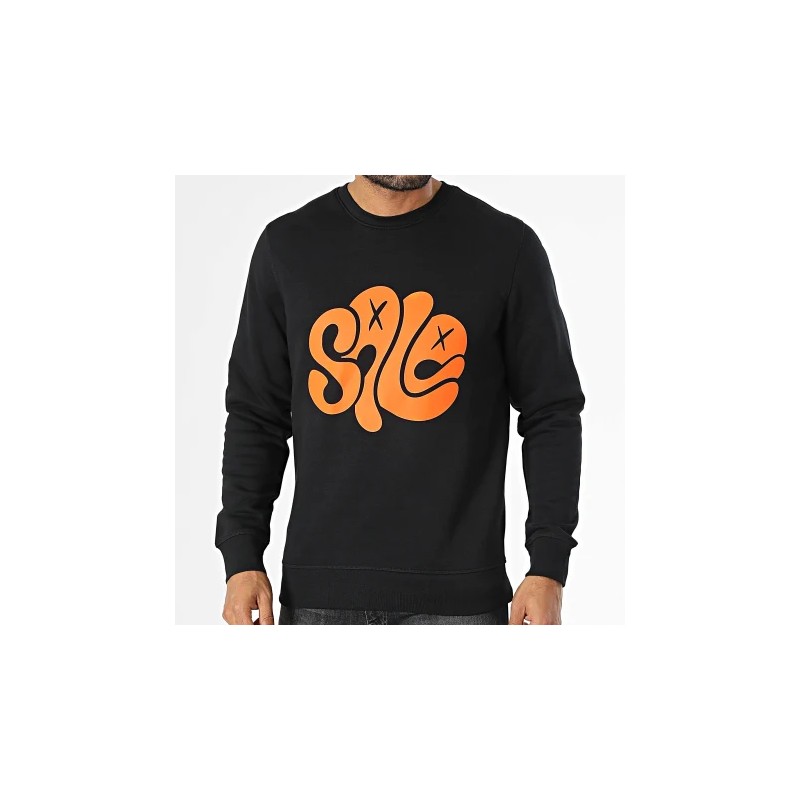 SALE MOME SWEAT CREWNECK NOUNOURS RECTO VERSO NOIR ORANGE