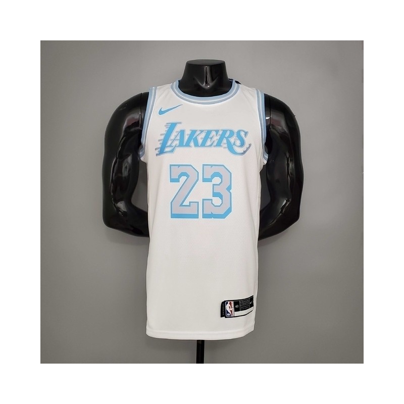 NIKE MAILLOT NBA REPLICA LAKERS BLANC BLEU LEBRON