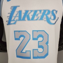 NIKE MAILLOT NBA REPLICA LAKERS BLANC BLEU LEBRON