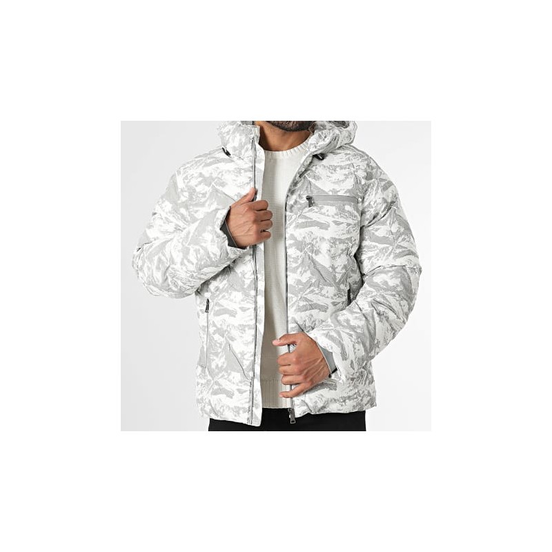 FRILIVIN VESTE DOUDOUNE CAPUCHE BLANCHE ET GRISE